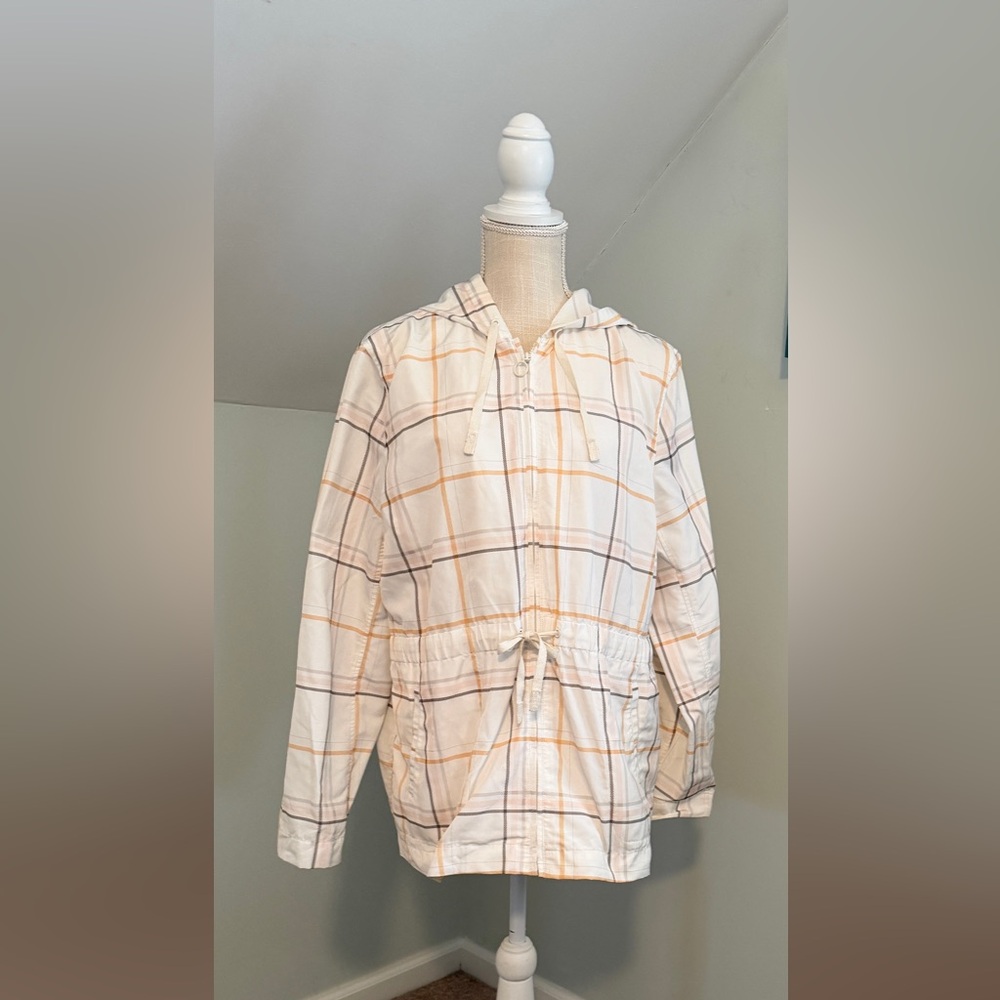 A New Day Cream and Tan Plaid windbreaker
